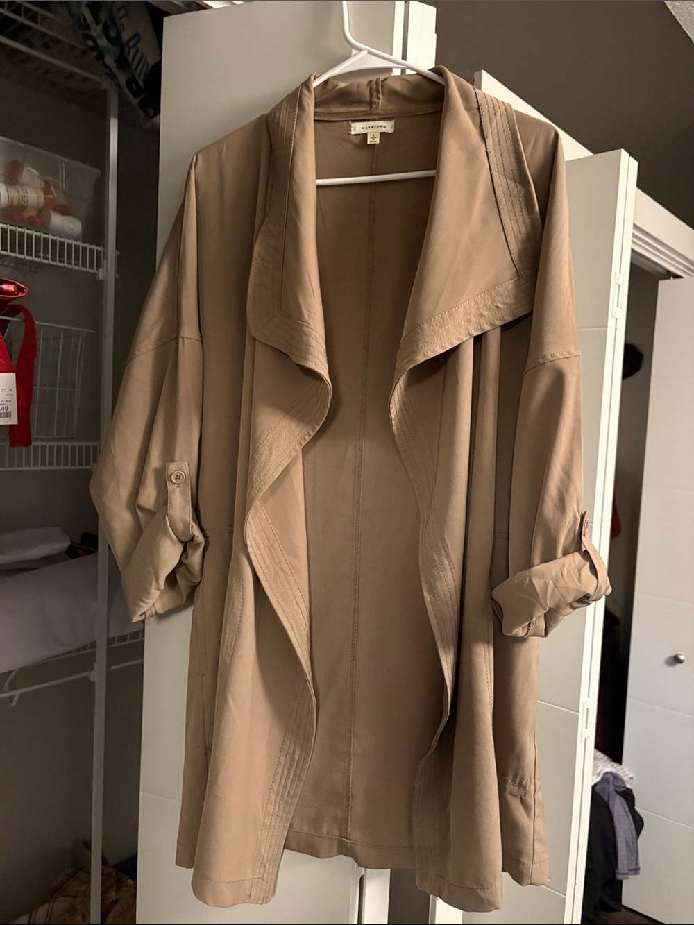 Max Studio Tan Draped Trench Coat